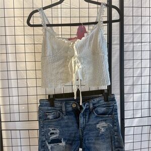 White Lace-Up Women Top